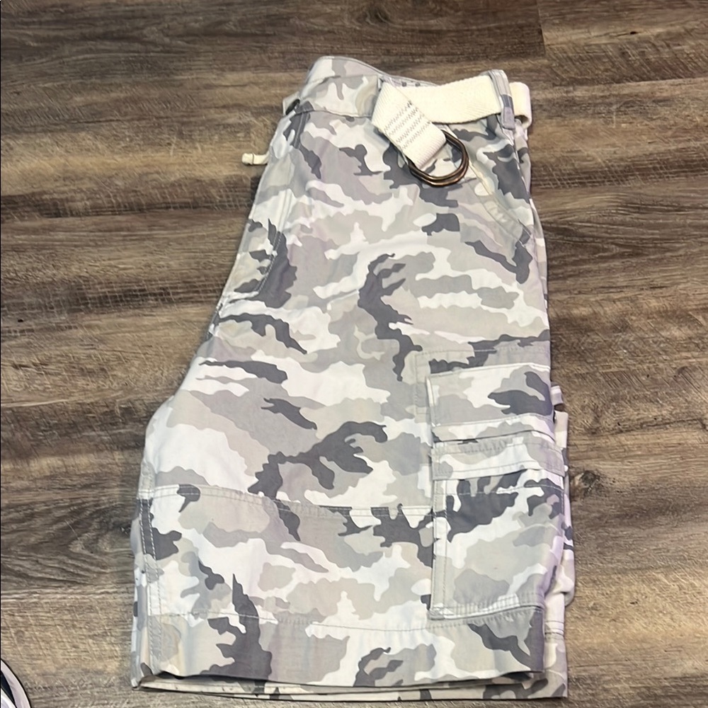 Camouflage Cargo Shorts with Belt